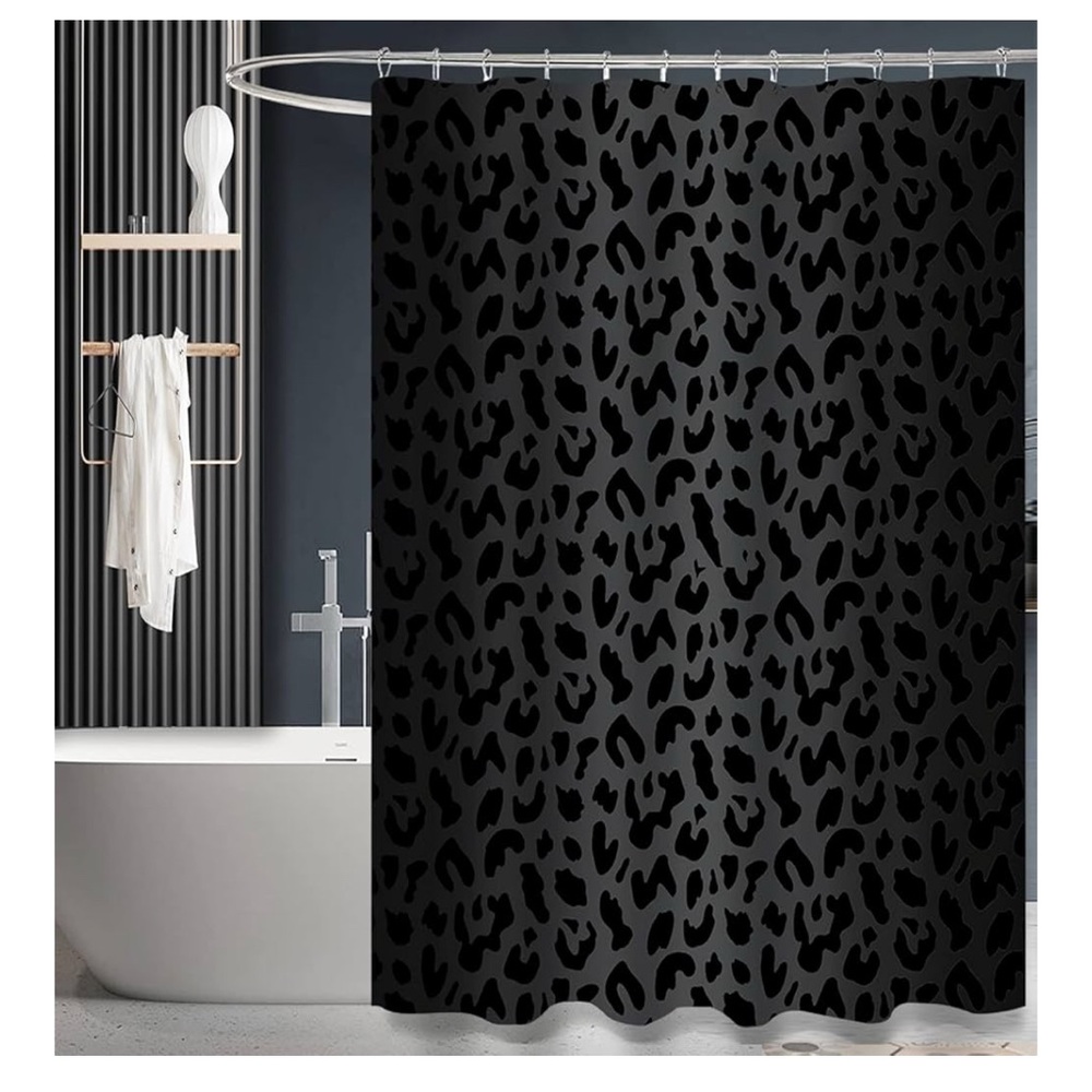 Leopard Print Shower Curtain - Black